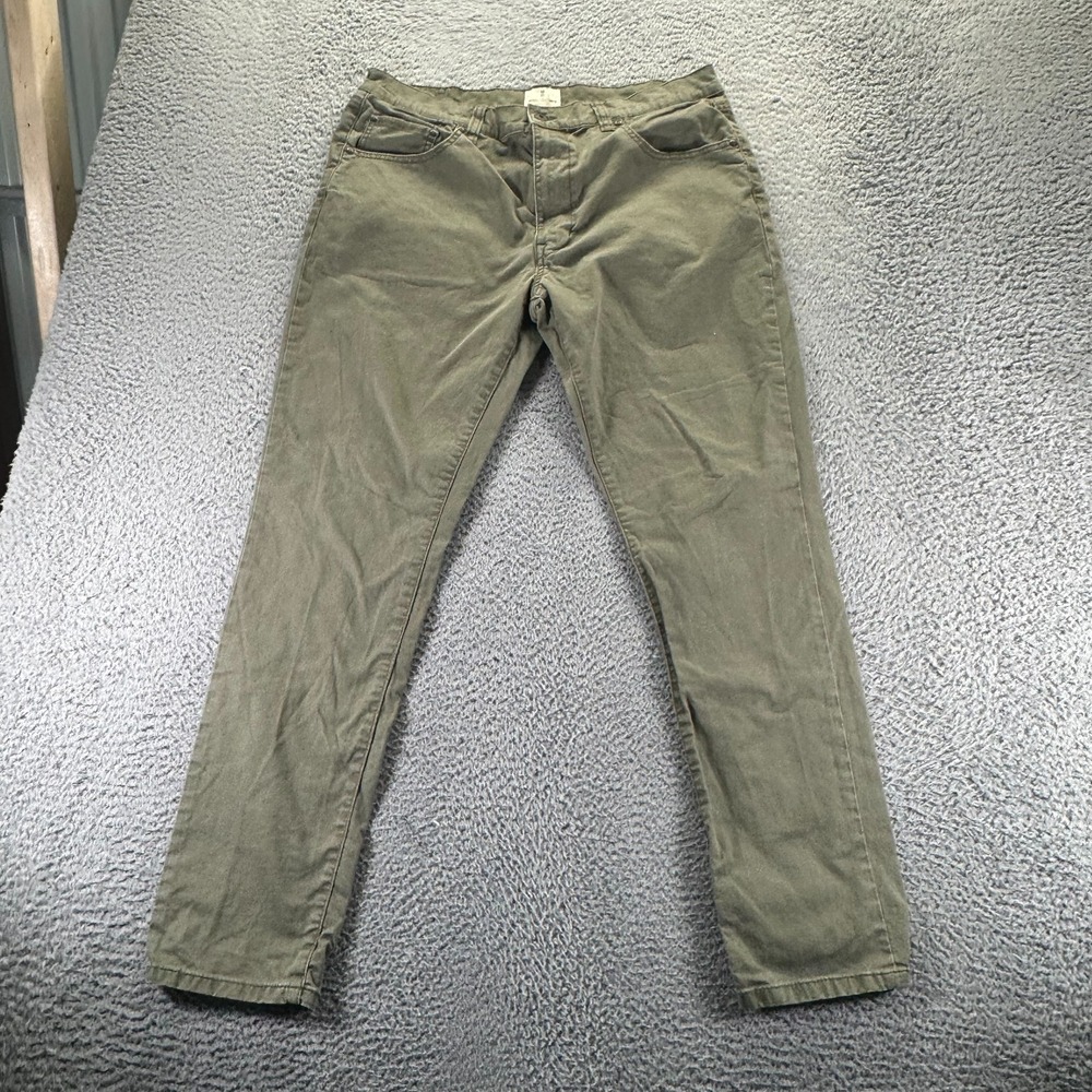 Mutual Weave Jeans Men 36x32 Green Cotton Denim Skinny Slim Fit Workwear Stretch